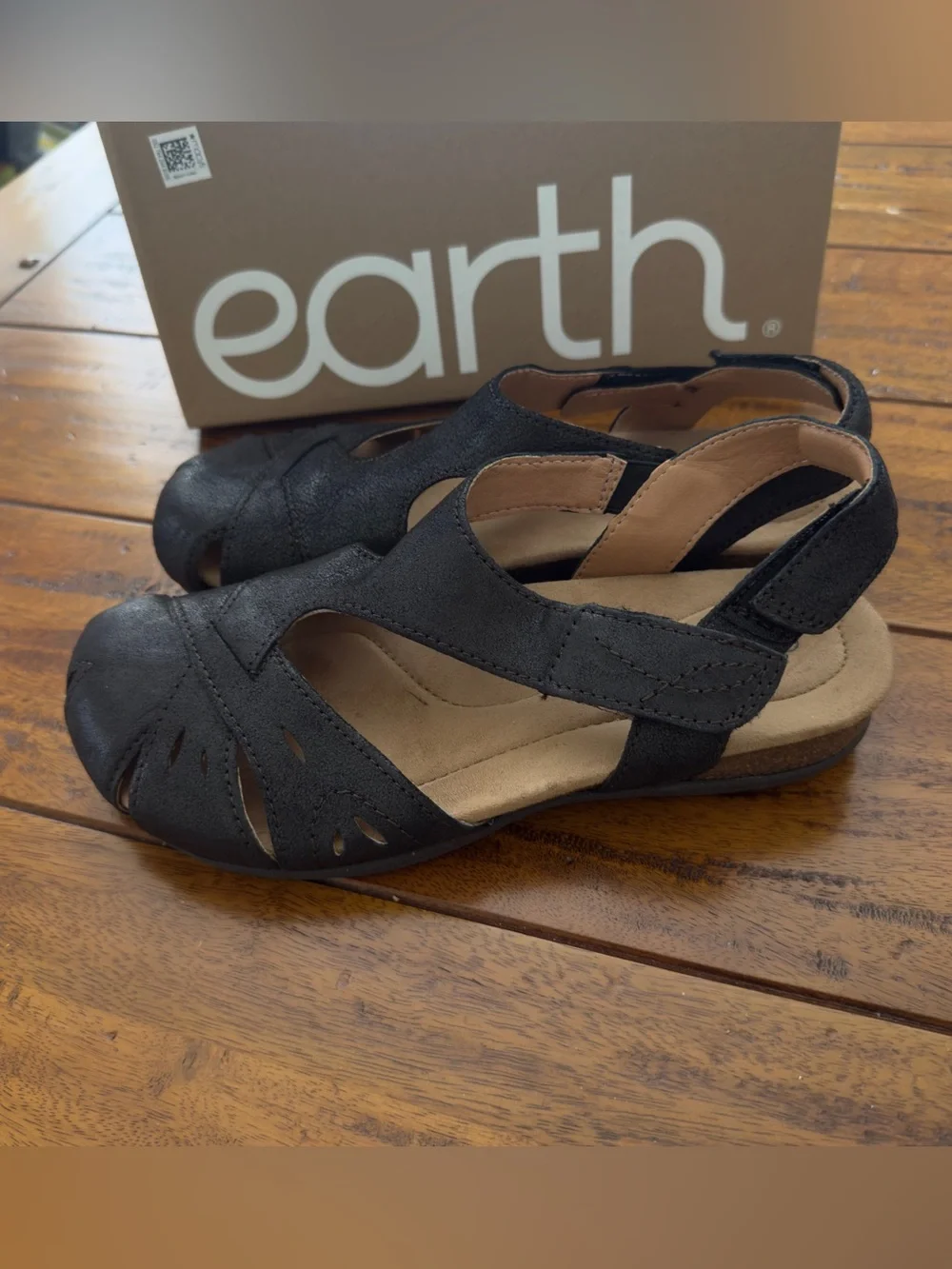 Earth Origins Birdine Leather Slingback Sandals Dark Brown Size 7 NIB